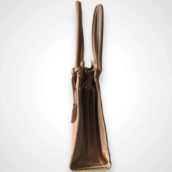 JOY & IMAN Leather Camel Large Tote Bag W/ Multiple Compartments | NWOT - Picture 3 of 16